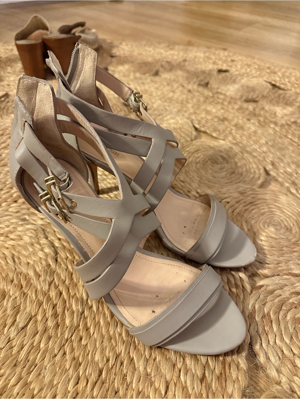 Pour La Victoire Beige Strappy High-Heel Sandals